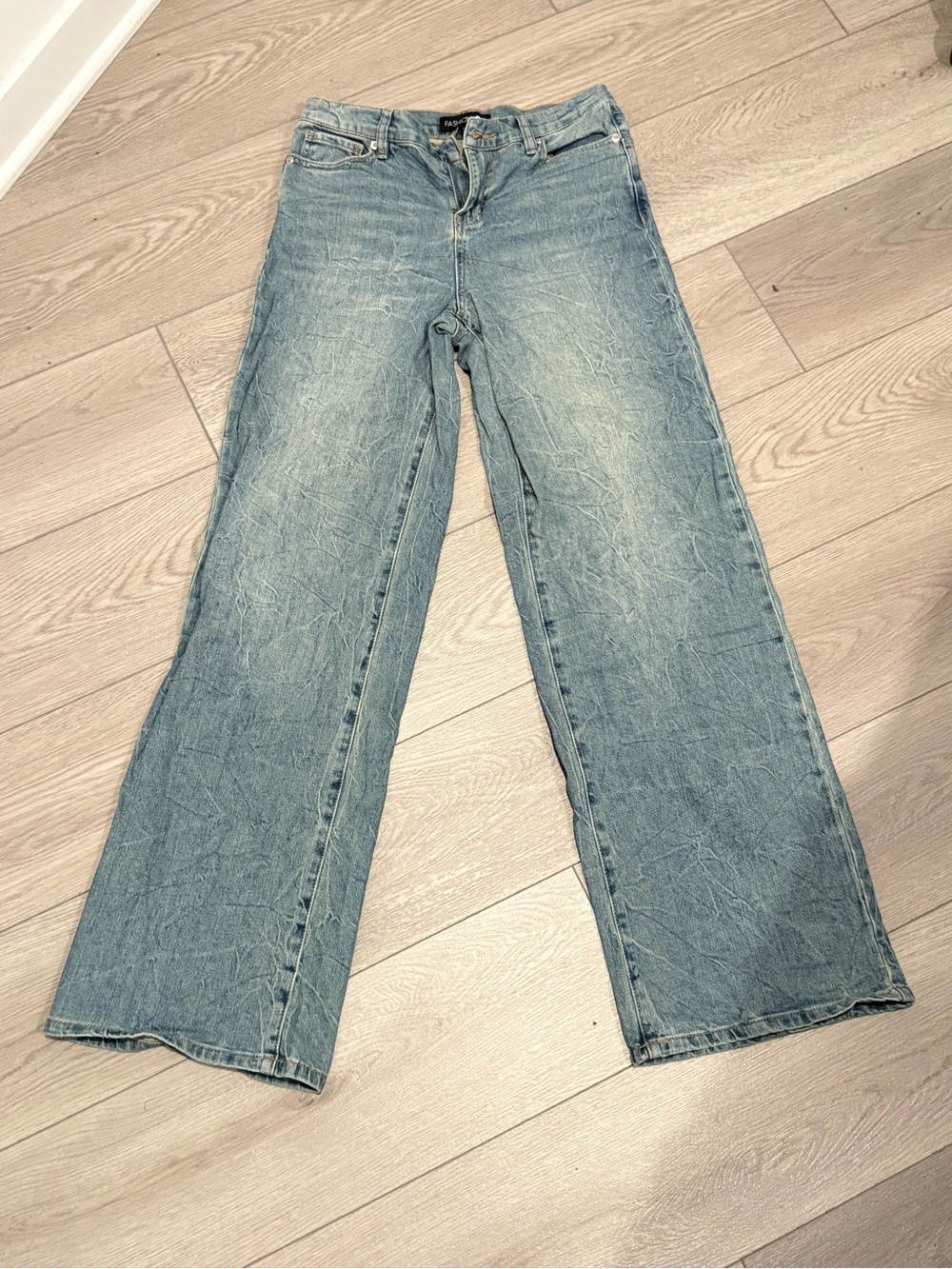 Fashion Nova Light Blue Wide-Leg Denim Jeans
